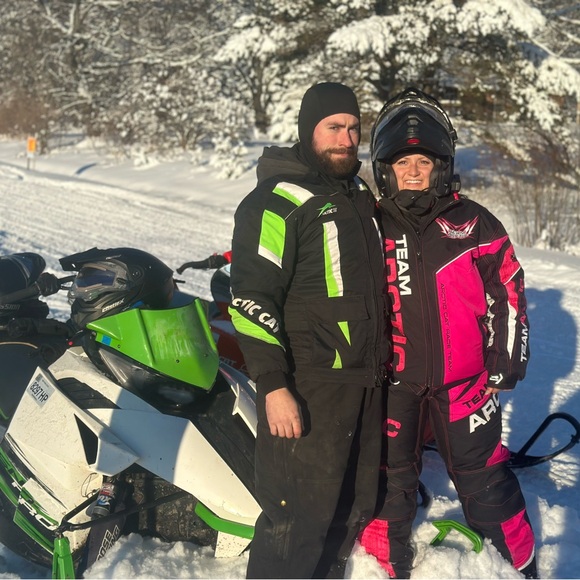 Pink arctic cat snowmobile coat and bibs - Picture 2 of 3